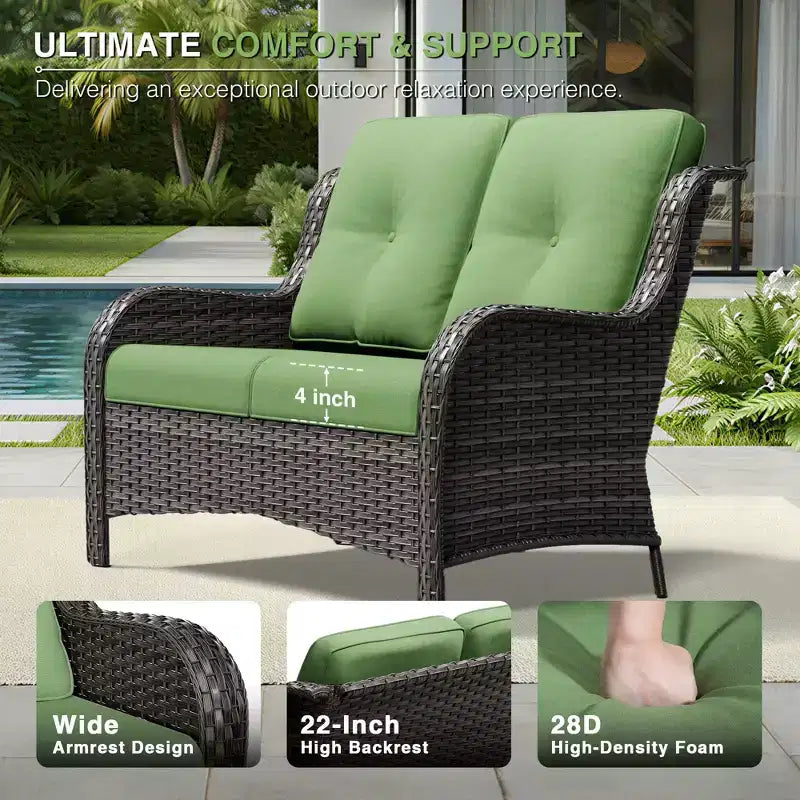 UPTIOT All-Weather Olefin Wicker Sofa Set with Multi-Functional Ottomans