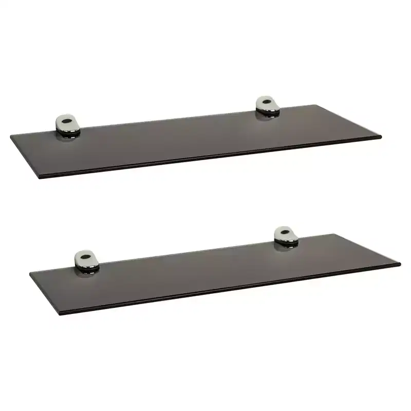(Set of 2) 16 x 6 Floating Glass Shelves with Brackets - Danya B.