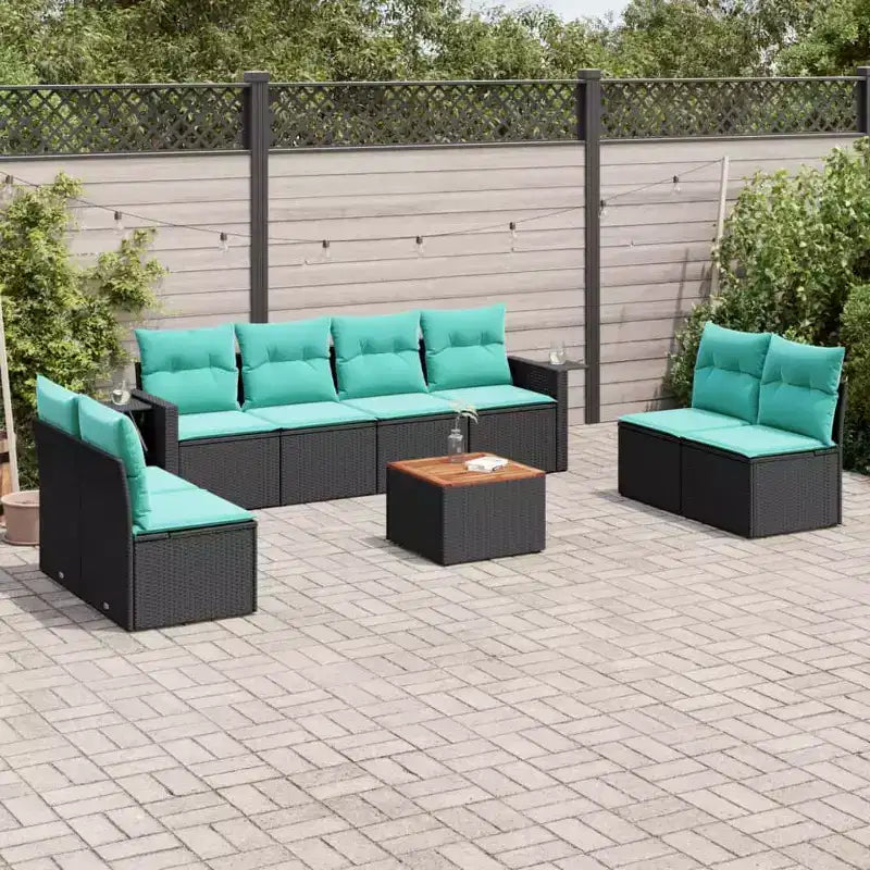 vidaXL 9 Piece Garden Sofa Set with Cushions Grey Poly Rattan