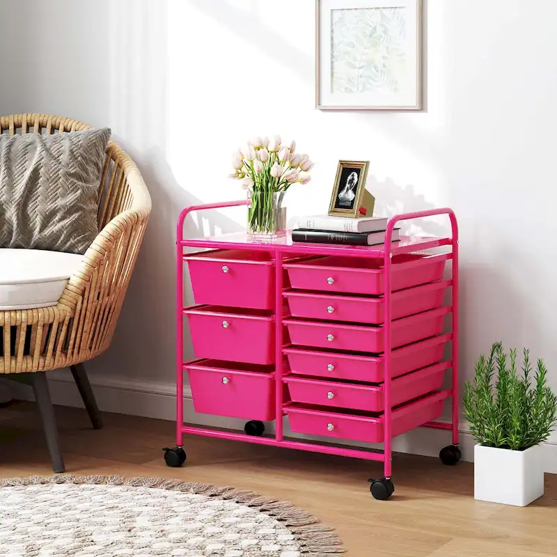 9 Drawer Rolling Storage Cart Mobile Drawer Carts Utility Cart