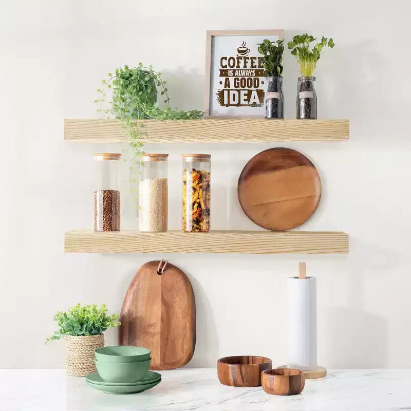 Sorbus 2 Pack 24 Solid Wood Floating Shelves - for Bathroom Decor, Books, Bedroom & Living Room