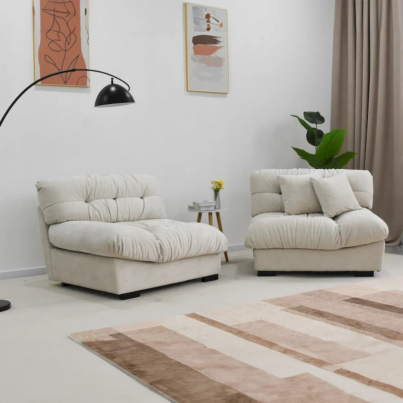 Modern Sanded Velvet Cloud Loveseat Sofa Sectional Couch for Living Room