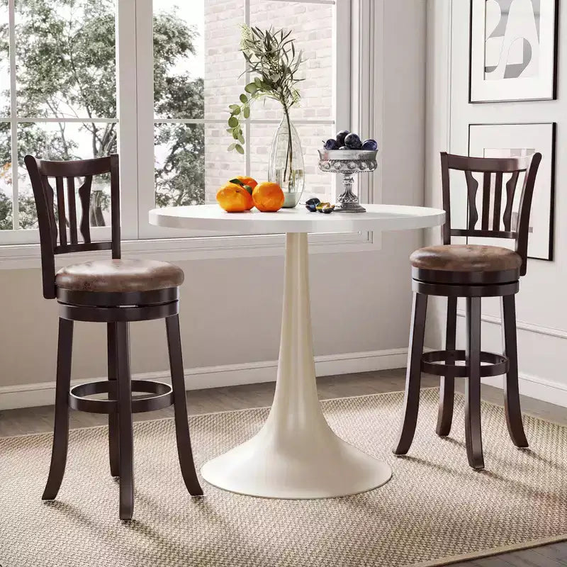 Costway 30 Bar Height Swivel Bar Stools Set of 4 w/Back & Faux Leather Seat