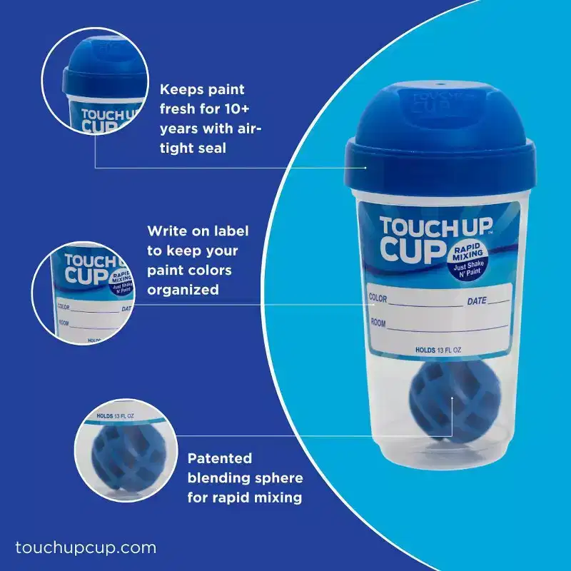 TOUCH UP CUP 2pk: Paint Accessories for Wall Touch-Up & Rollers Kit, 1 Year Warranty