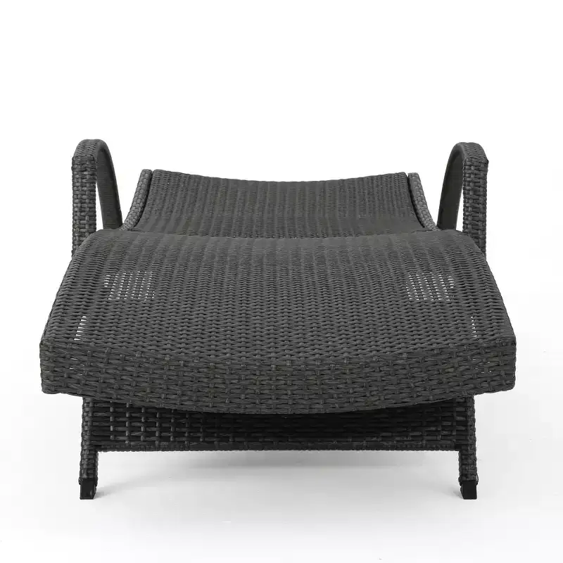 GDFStudio Olivia Outdoor Wicker Folding Adjustable Chaise Lounge and Table Set