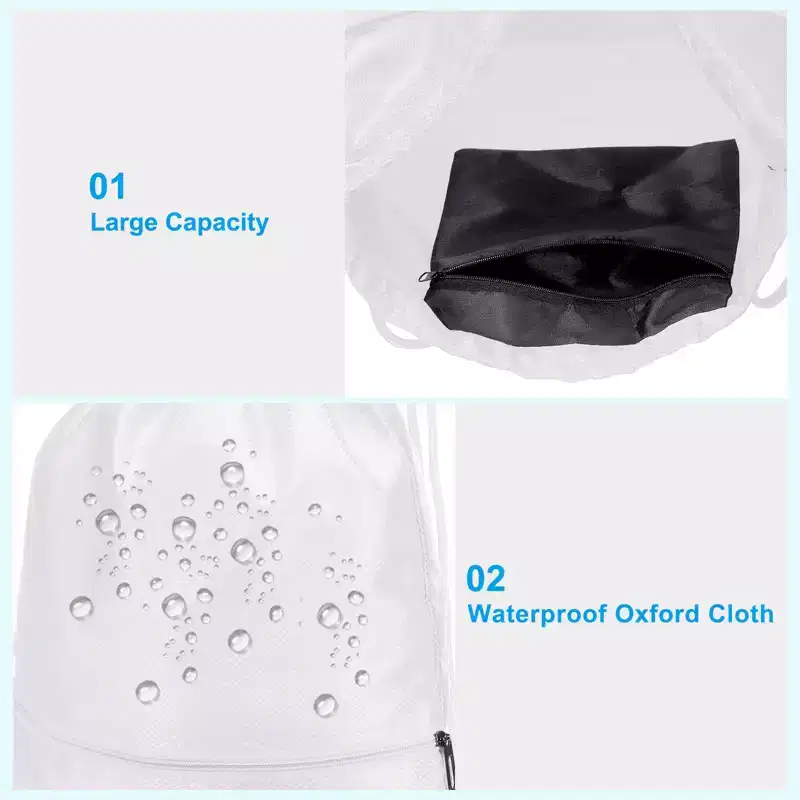 Unique Bargains Waterproof Adjustable Zip Pocket Drawstring Backpack Bags for Women Men