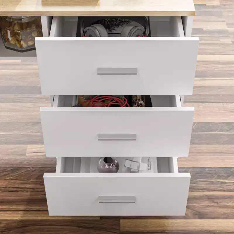 Height-Adjustable Computer Desk Office Desk Standing Desk: L-Shaped Spacious Desktop, Storage Cabinets