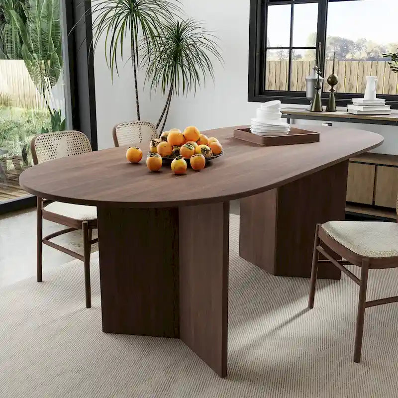 Nordic Style Solid Wood Oval Dining Table, Seats 6