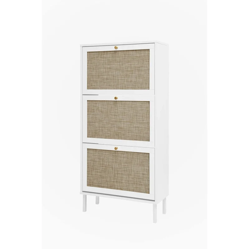 Rattan 3-Door Shoe Rack