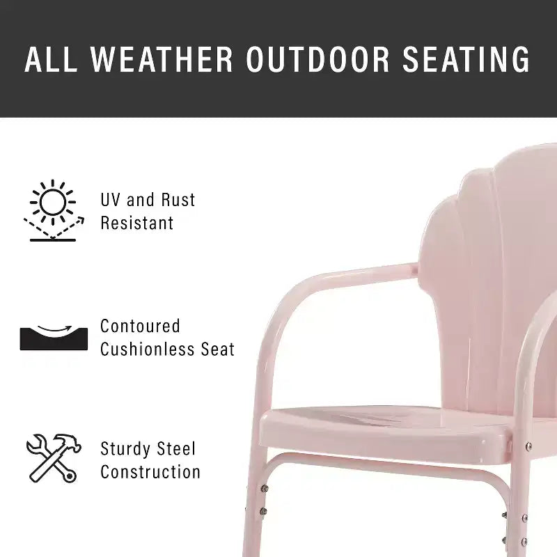 HomeStock Tulip 5Pc Outdoor Metal Dining Set with Dining Table & 4 Chairs