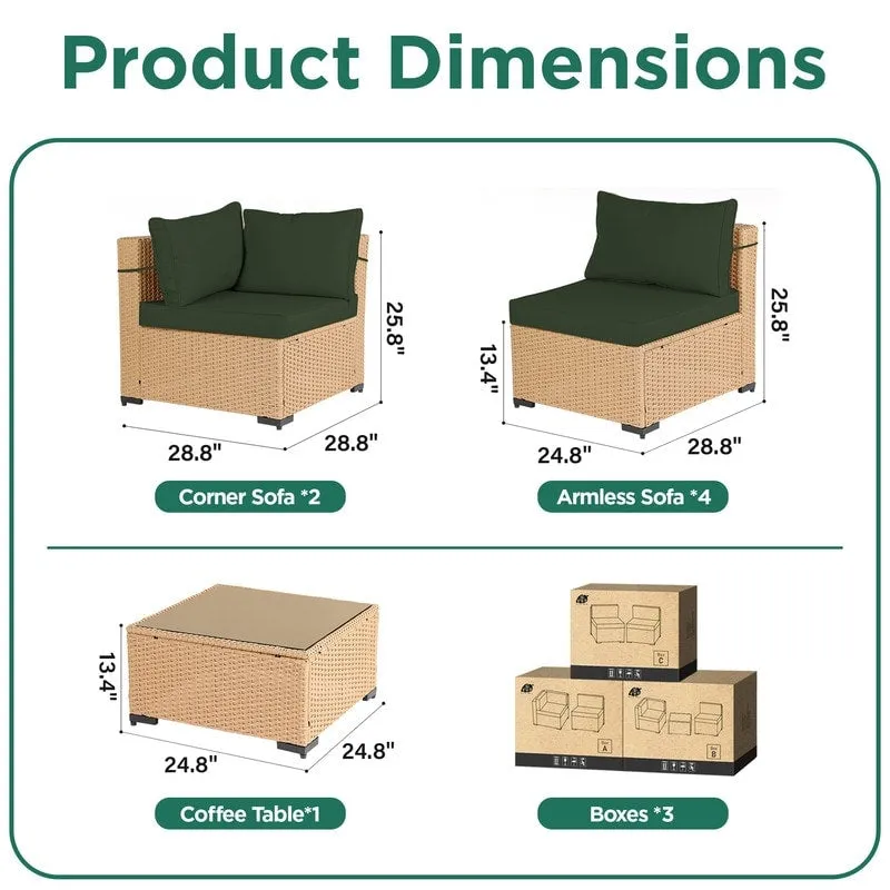 UPHA 7-Piece Wicker Outdoor Seating Group with Cushions
