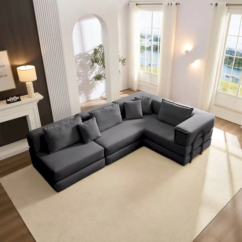118.2 Oversized Upholstered Sectional Sofa, DIY Corduroy Sofa