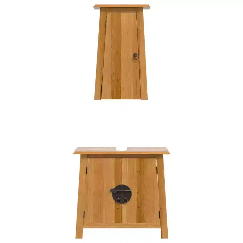 Bathroom Furniture Set Wood Solid Pine Wood Medium
