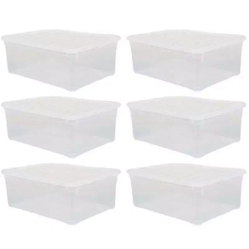 Basicwise Clear Shoe Storage Boxes with Lids - Stackable Plastic Organizer Bin for Closet, Sneaker Storage, Accessories - Shatterproof, Secure-Fit