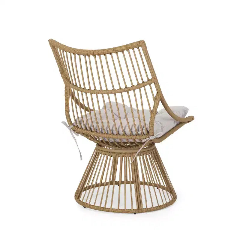 Christopher Knight Home Berton Outdoor Wicker Club Chairs and Side Table Set with Cushion