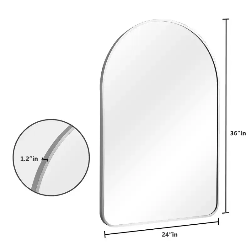 Silver Aluminum Arch Mirror - Rounded 91x61cm