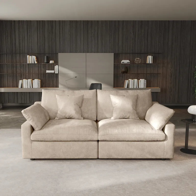 Modern Comfy Linen Sectional Sofa Down Filled Cloud Couch, Loveseat for Apartment