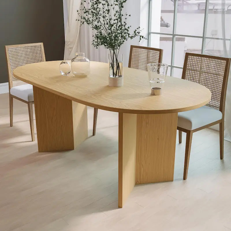 Nordic Style Solid Wood Oval Dining Table, Seats 6