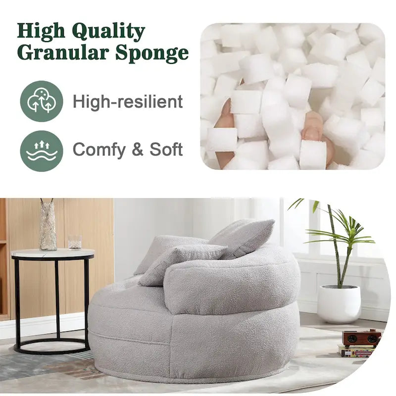 Round Lazy Sofa Chair – White/Blue/Grey/Yellow/Orange/Rose Red/Navy/Green, Single & Couple Seat