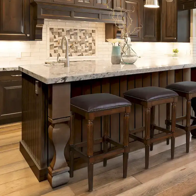 Solid Wood Square Upholstered Seat Bar Stool