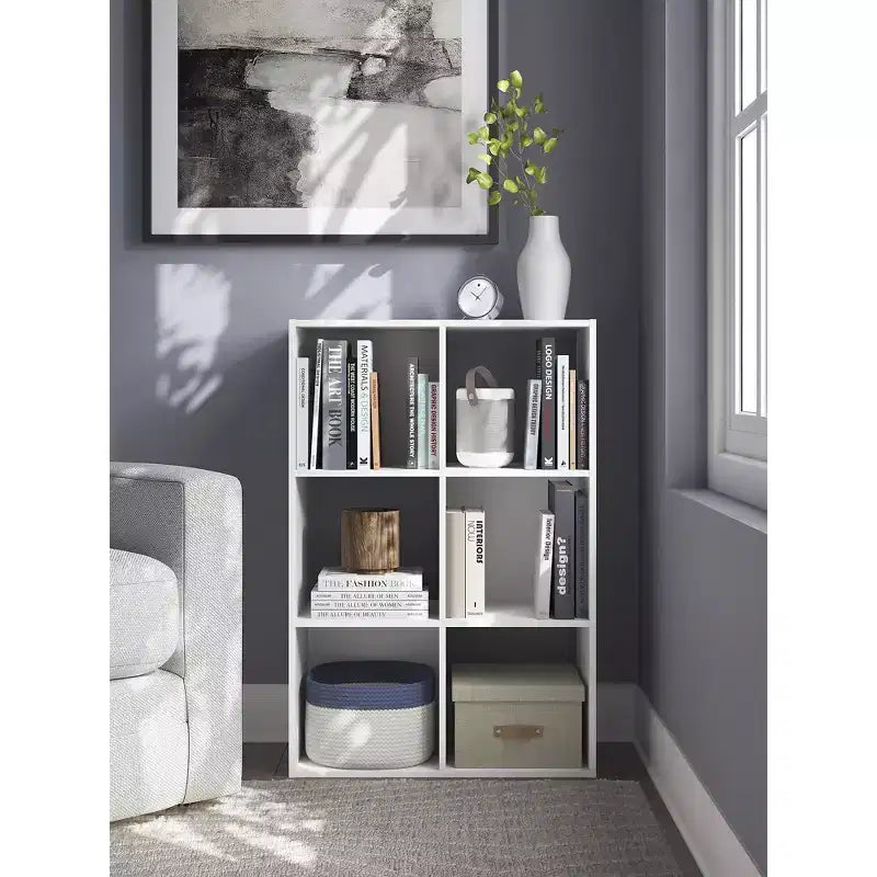 6-Cube Open Storage Organizer Bookcase, Versatile Display Unit for Home Organization, Wood Laminate