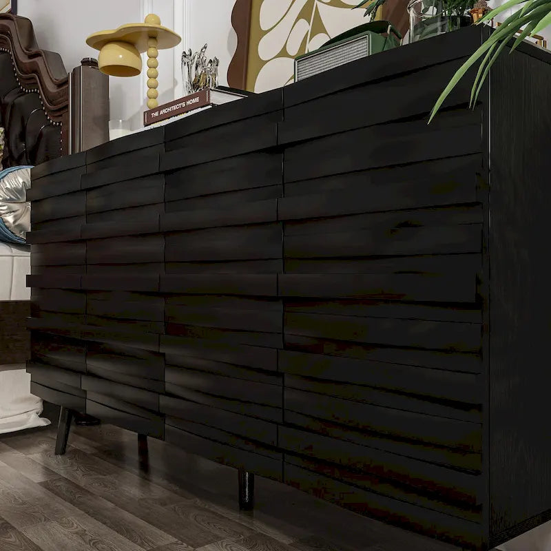 Sleek Black Buffet Cabinet Home Decor Console Table Side Table Wood