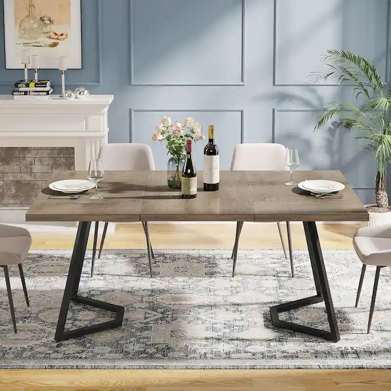 Dining Table – White & Gold / Brown / Grey, Faux Marble Top, Metal Frame, Adjustable Feet, Modern Style
