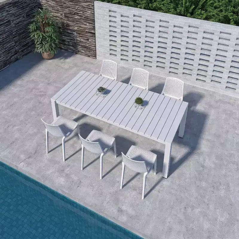 Amazonia Leblon 7pc Aluminum Rectangular Patio Dining Set White