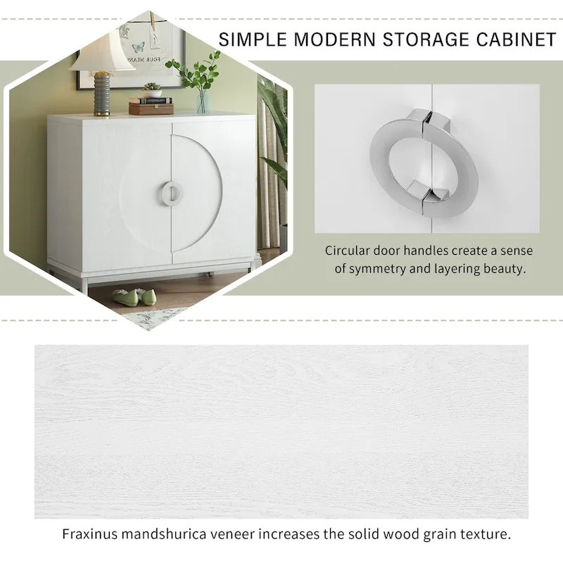 Simple Storage Cabinet Accent Cabinet with Solid Wood Veneer