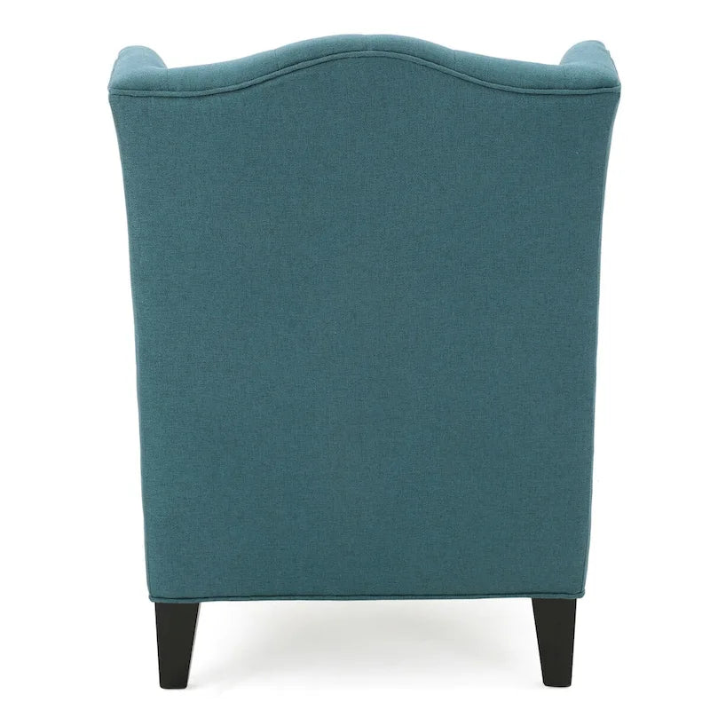 Upholstered Wingback Chair – Blue / Navy / Silver / Green, Button-Tufted Diamond Stitch, Birch Legs, Seats 1