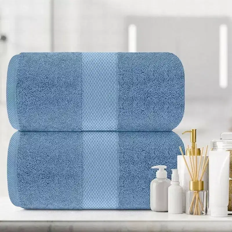 Luxury Soft Bath Towels - 650 GSM, 35x70, Light Blue, 2 Pack