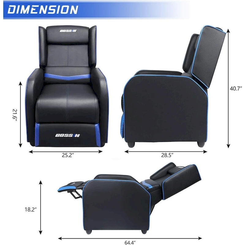PU Leather Ergonomic Gaming Single Recliner Sofa for Living Room