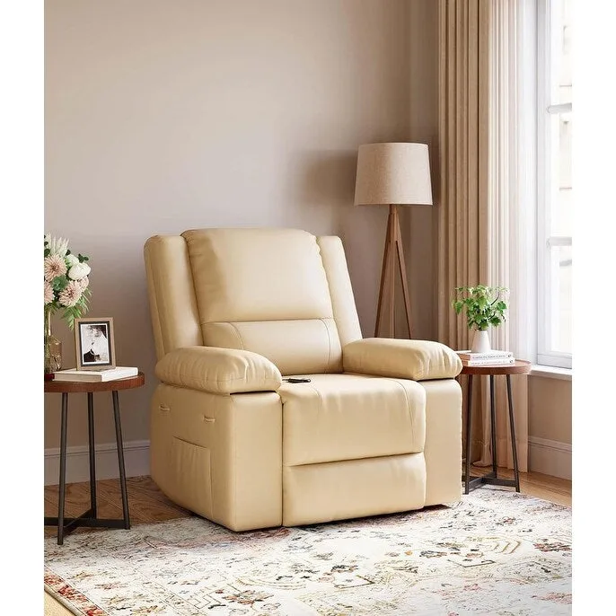 Faux Leather Power Lift Recliner, Heat & Massage, 1-Person �� Cognac / Coffee / Tan / Grey / Beige