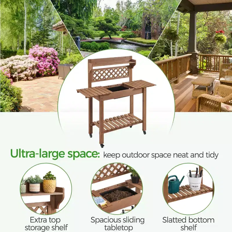Yaheetech Outdoor Garden Potting Bench Wooden Work Station