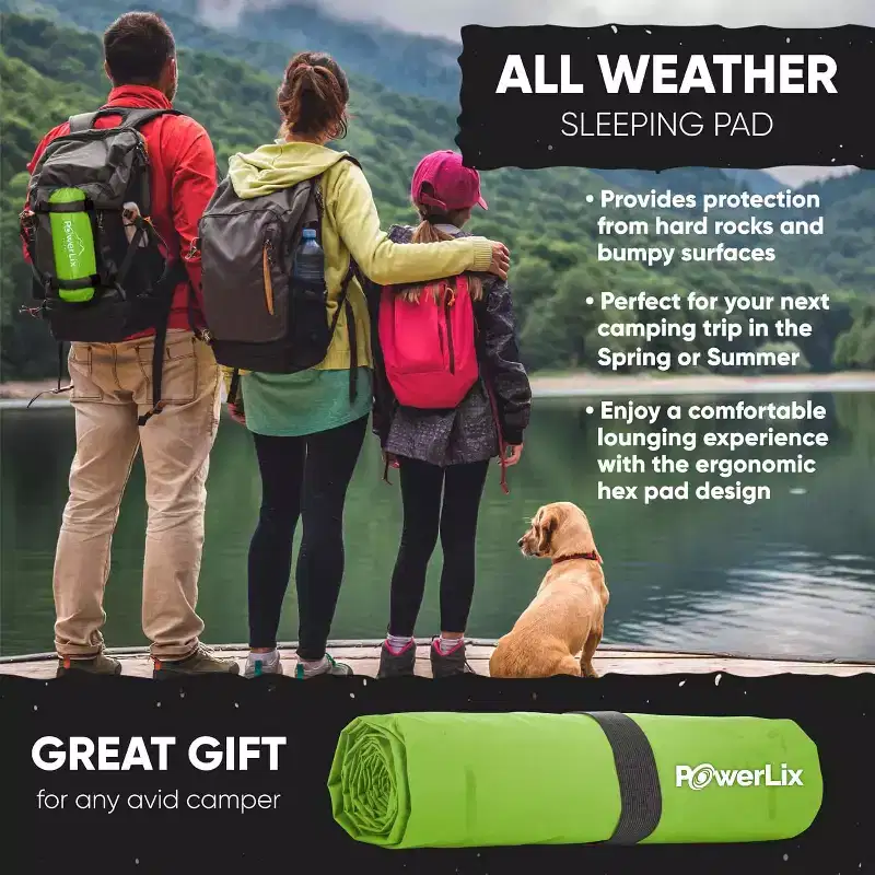 PowerLix Ultralight Sleeping Pad with Inflating Bag, Compact Hiking & Camping Mat