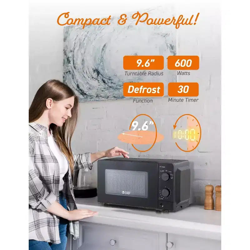 COMMERCIAL CHEF Countertop Microwave Oven 0.6 Cu. Ft. 600W
