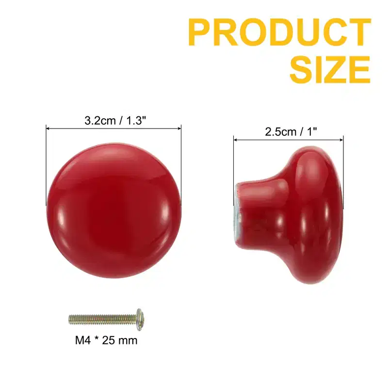 Unique Bargains Round Ceramic Drawer Knobs with Screw for Cupboard Wardrobe 2 Pcs