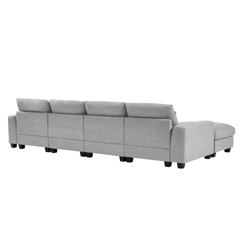 L-Shape Sectional Sofa with Reversible Chaise and Feather-Filled Cushions