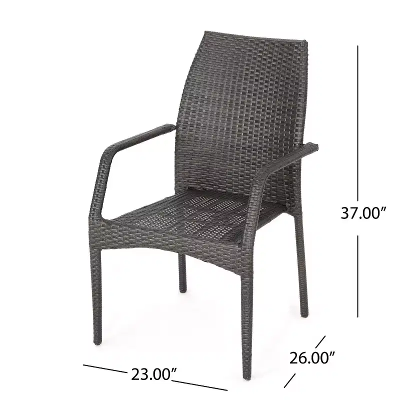 GDFStudio Blanca Outdoor Wicker 3 Piece Stacking Chair Chat Set, Multibrown