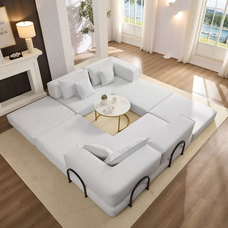 118.2 Oversized Upholstered Sectional Sofa, DIY Corduroy Sofa