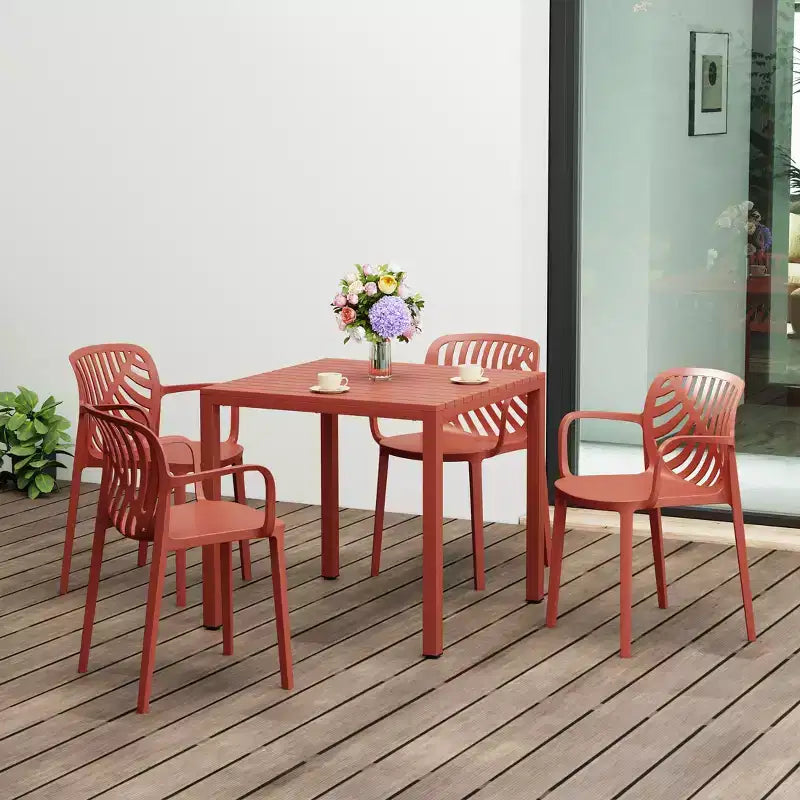 WestinTrends Playa 5-Piece Outdoor Square Dining Table Patio Set with Stackable Patio Dining Chairs