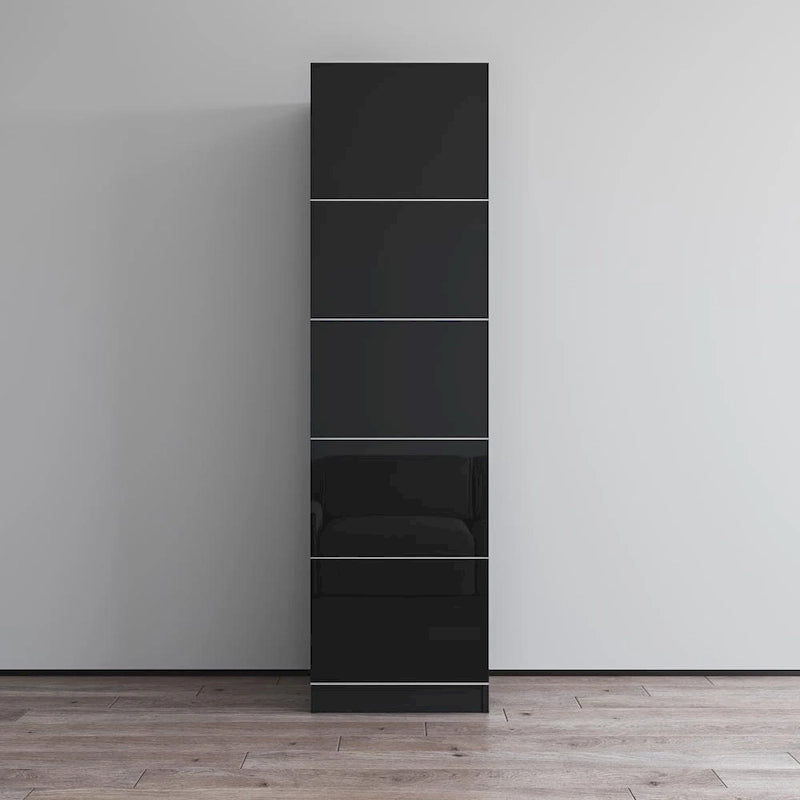 Wardrobe Armoire – Black / Grey / White, Glass Front, Matte Body, Contemporary Style