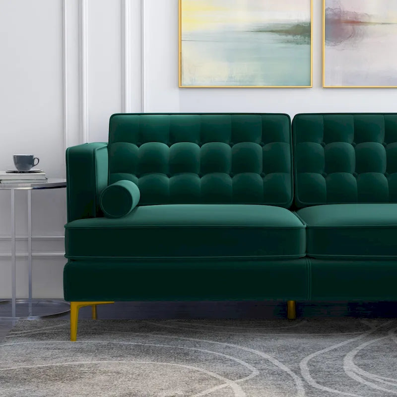 Velvet Modern Tufted Living Room Corner Sectional Sofa