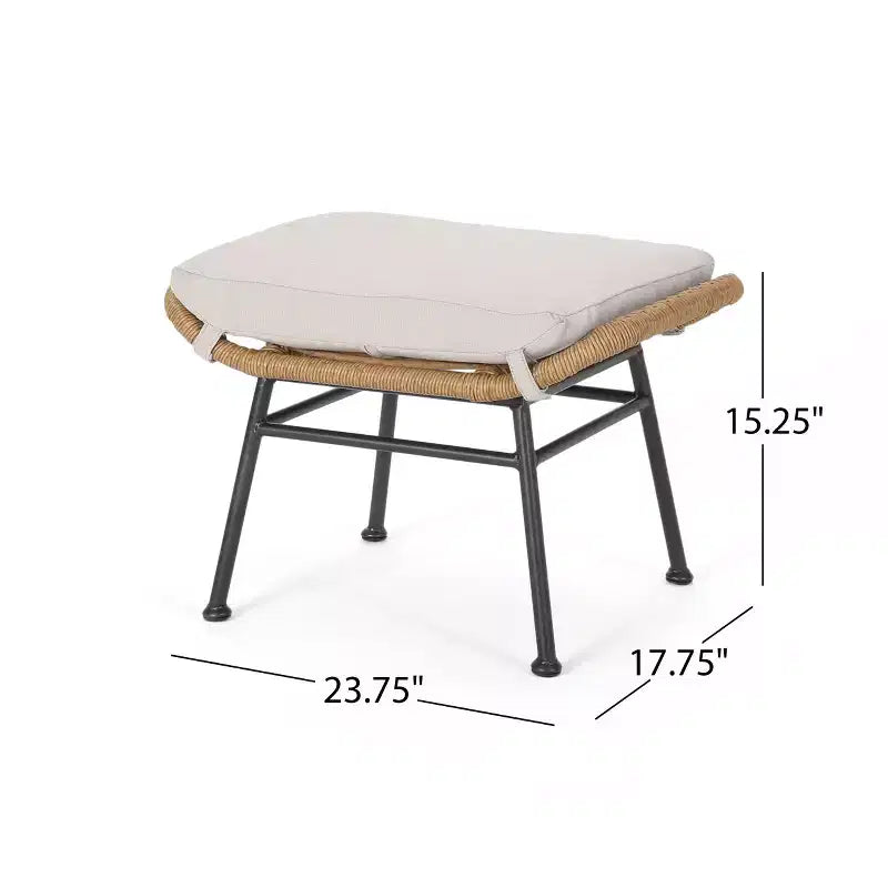 Christopher Knight Home Bechtel Outdoor Wicker and Tempered Glass 5 Piece Chat Set with Ottomans