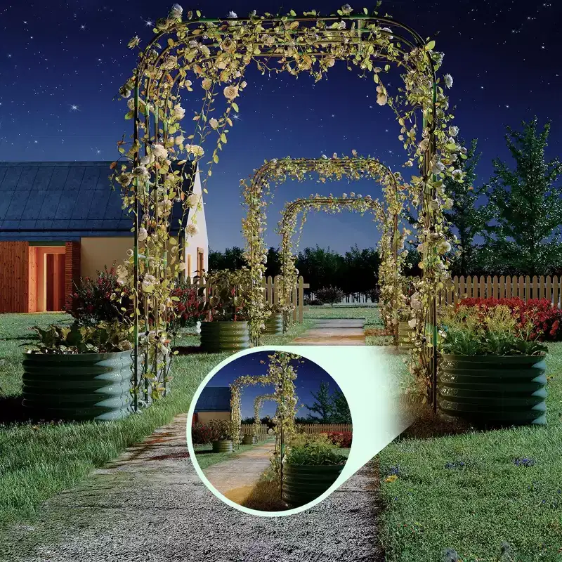 COZONY 96 Trellis Galvanized Raised Garden Bed, Vertical Planter Box, with Expandable Arch & Accessories
