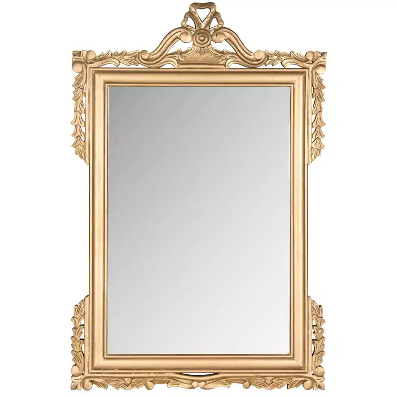Pediment Wall Mirror 31 x 47, Gold MDF Frame, Elegant Decorative Mirror