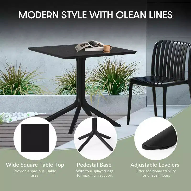 WestinTrends Playa 5-Piece Outdoor Resin Square Patio Dining Table Set with Stackable Patio Dining Chairs