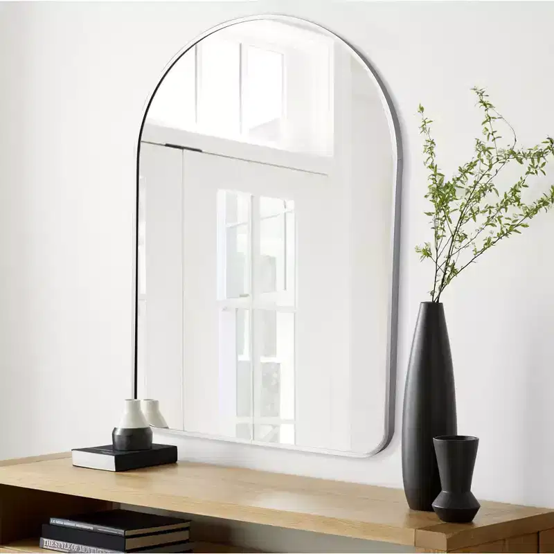 Silver Aluminum Arch Mirror - Rounded 91x61cm