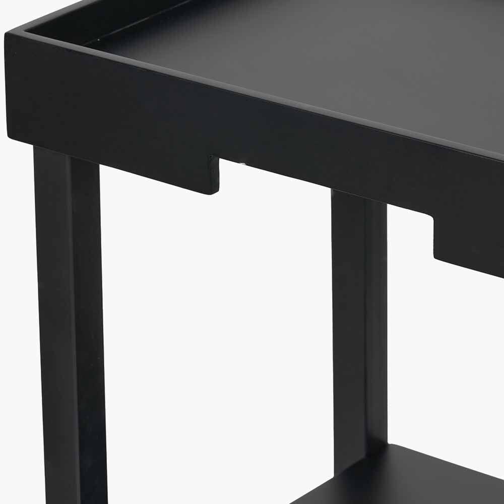 Black Wood Veneer Square Side Table