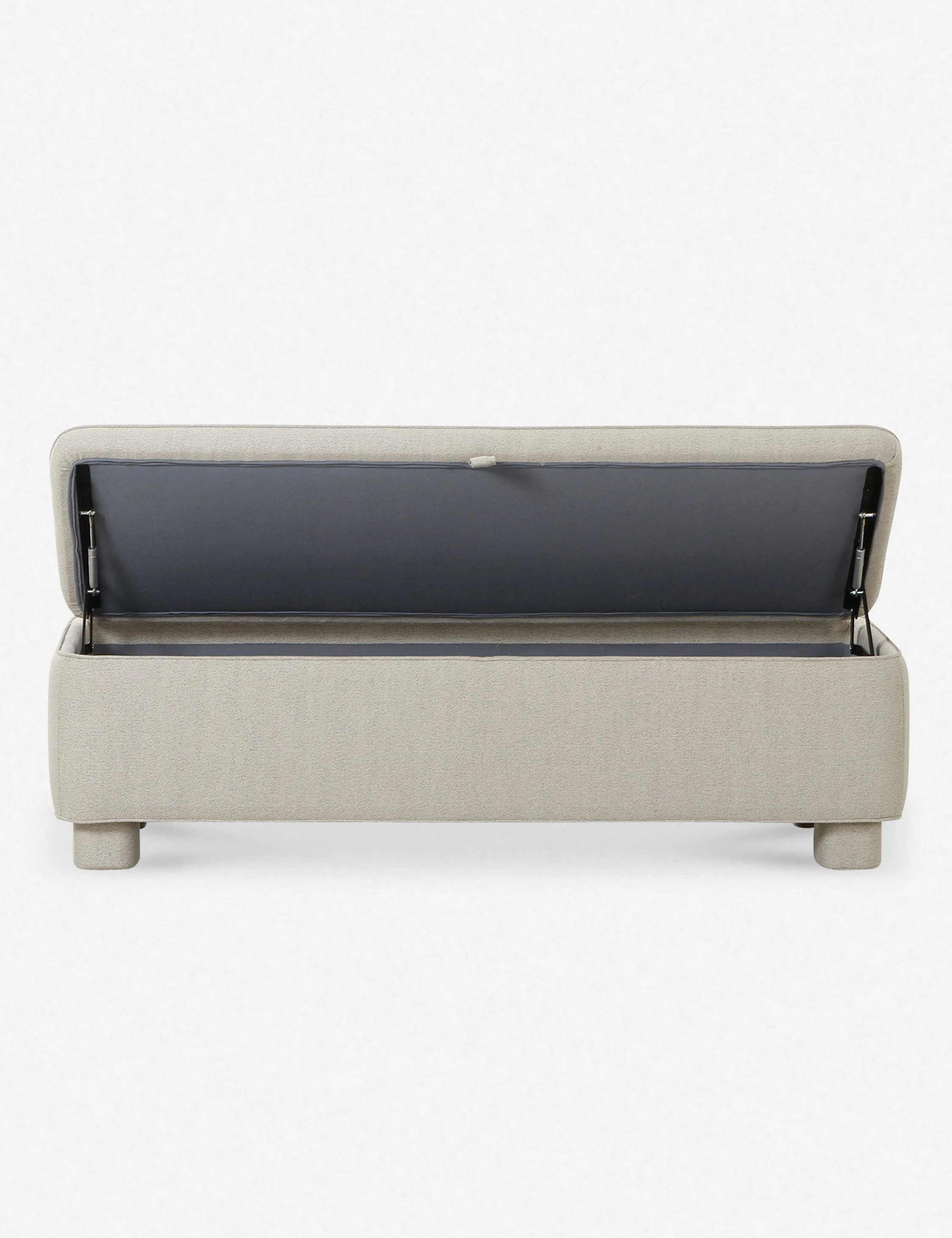 Bench - This upholstered bench is infused with timeless character, featuring inside for linens, pillows, and blankets